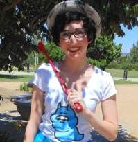 Anya Vail poses as Jane Crocker from Homestuck. She dressed up to go to the SanDiegostucks Heroes and Villains meetup to interact with other fans. Photo Credit: Eric Faralan