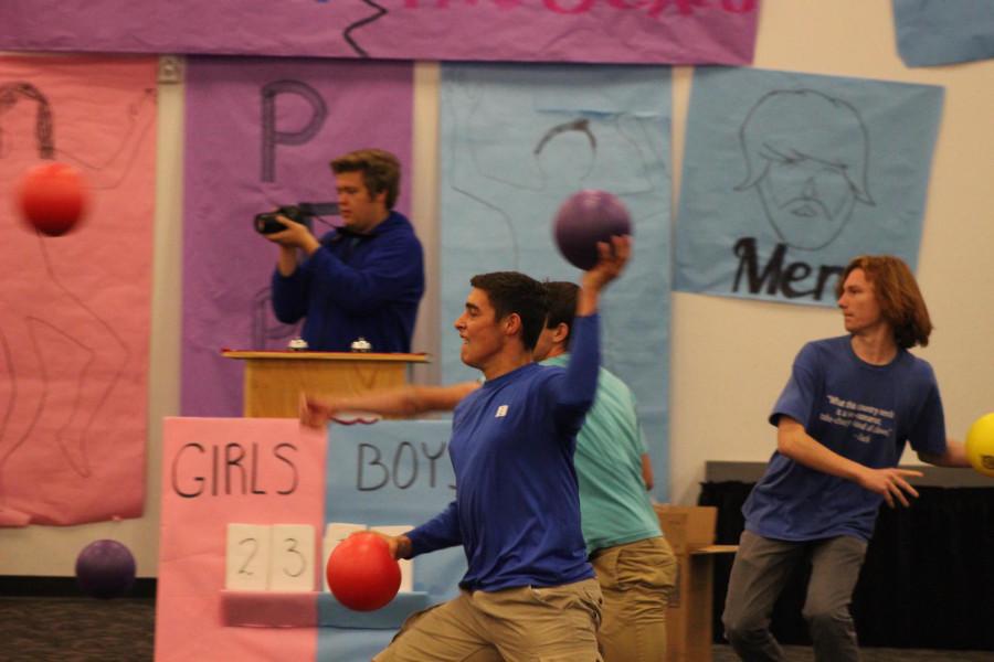 During the rally, boys and girls teams competed in an exciting game of dodgeball. 