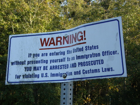 This is a warning sign on the US/Canada border.