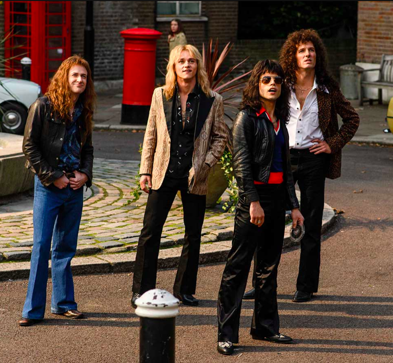 From the Fox Movies official website for Bohemian Rhapsody, a still from the movie picturing the band Queen.